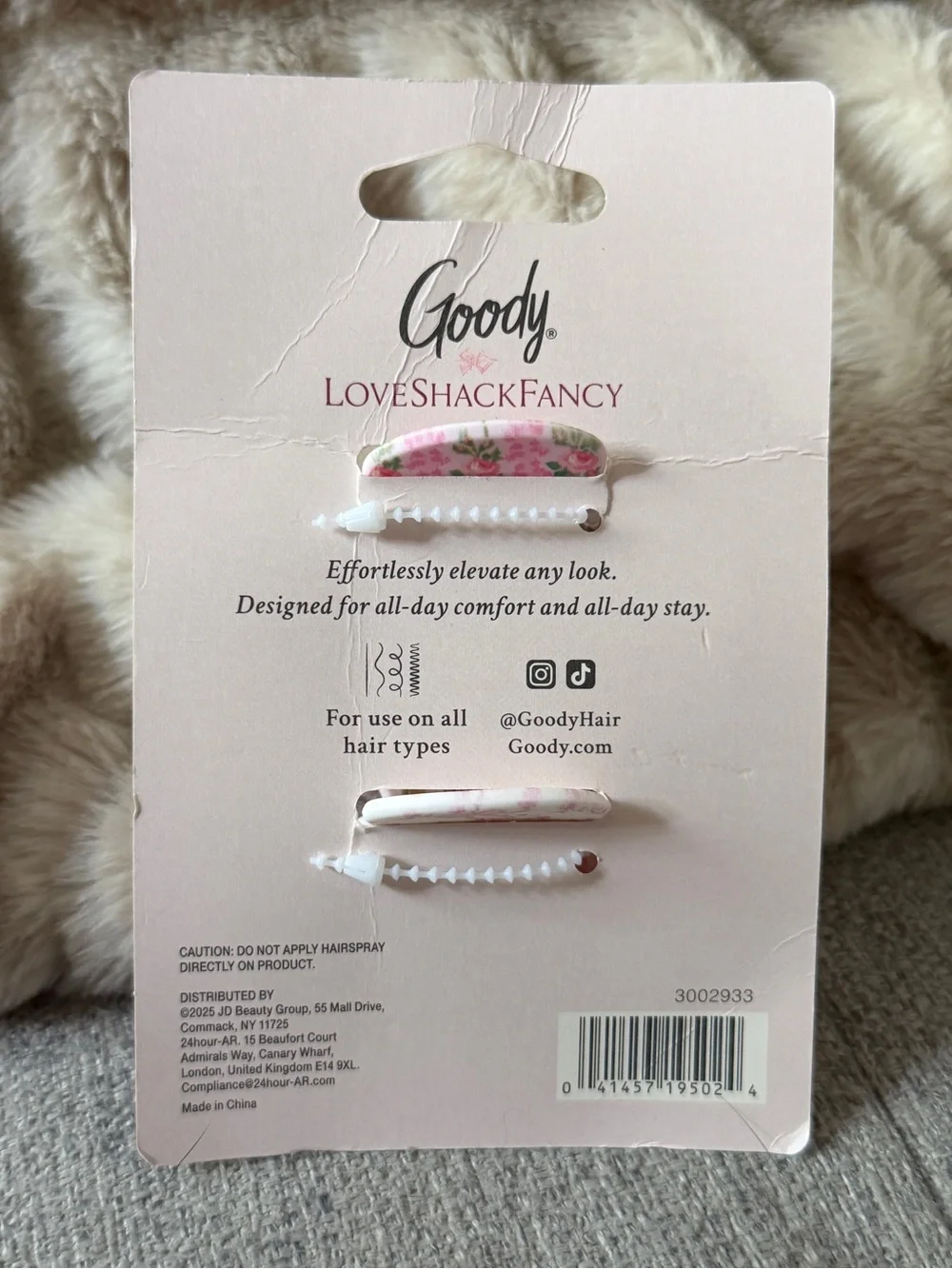 NWT LoveShackFancy Goody Pink Floral Mini Claw Clips - Set of 2